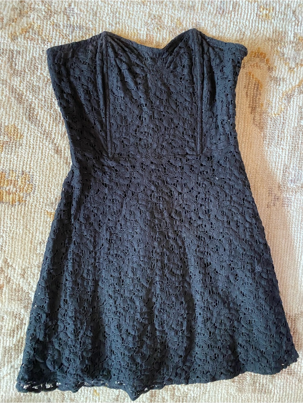 Black Strapless Lace Dress - Elegant Women’s eyelet bustier corset